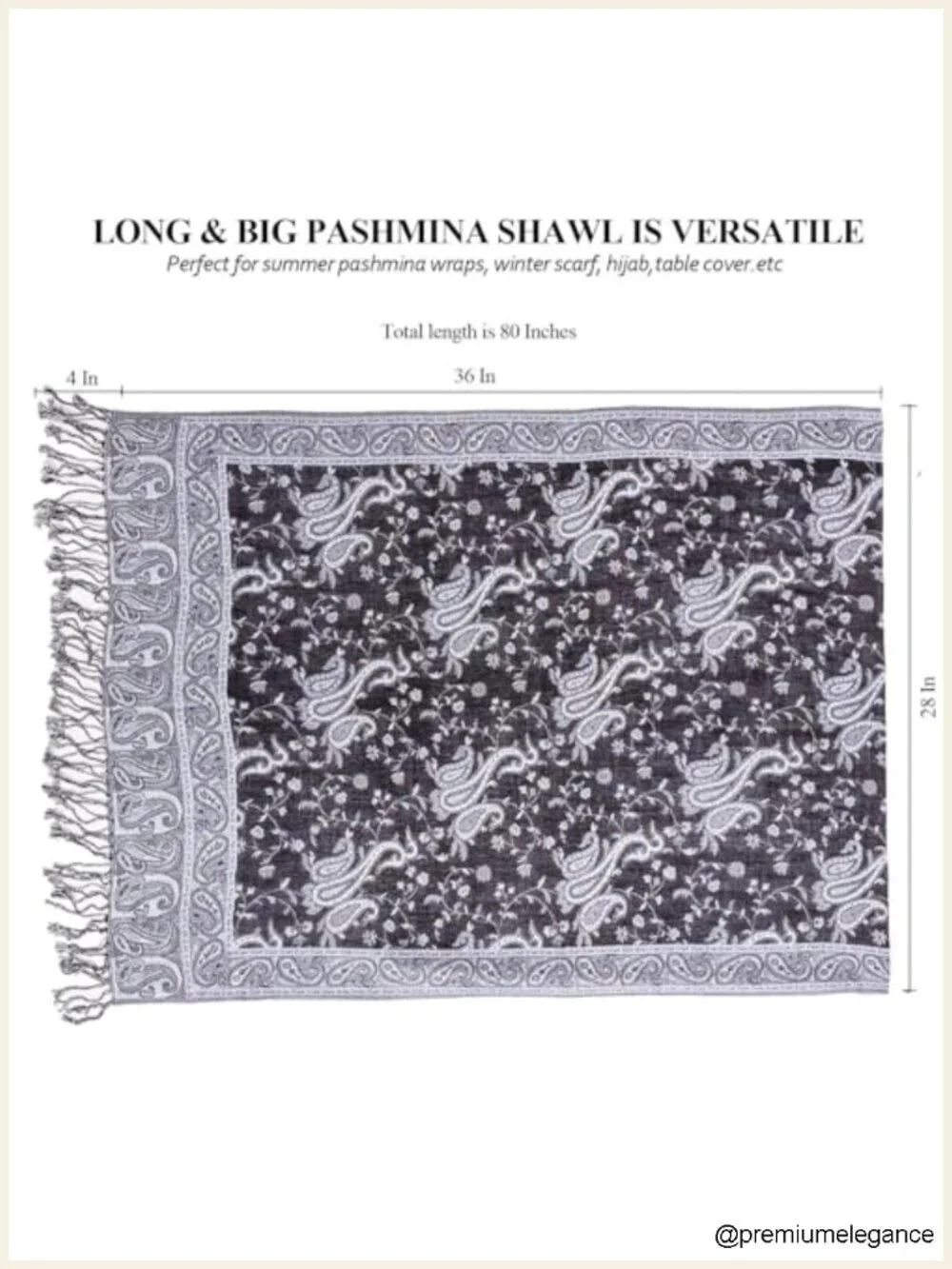Pashmina Feel Reversible Scarf Wrap Shawl for Women Men